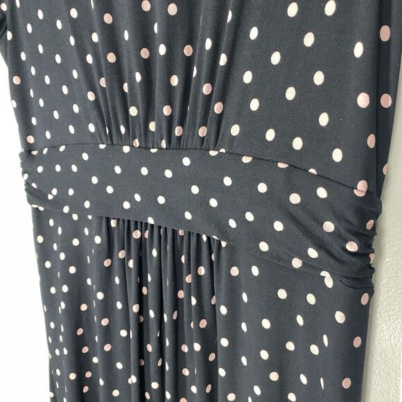 Boden Amelie Jersey Dress Polka Dot Black Pink Sz 10 petite 10P Office casual - Picture 3 of 11